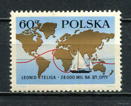 Польша - 1969 - Карта - [Mi. 1924] - полная серия - 1 марка. MNH.  (Лот 47JE)-TG2P13