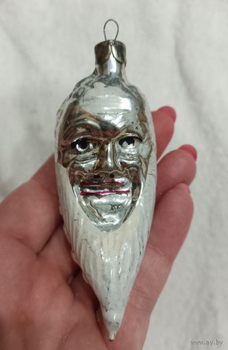 Ёлочная игрушка, стекло, шишка с лицом, луна