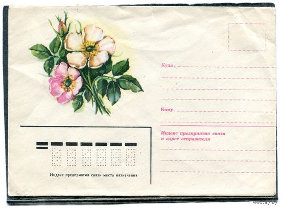 СССР 1985. Не маркированный конверт. Цветы. Поздравительная