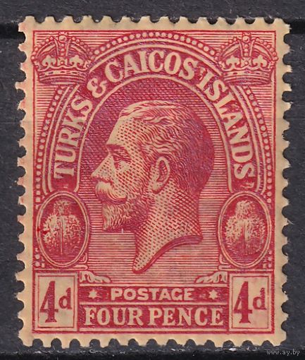 64.BrK. Великобритания. Колонии. Острова Теркс и Кайкос . Георг V. Стандарт. 4 P. 1923 г. Mi.#95.