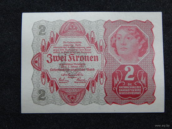 Австрия 2 кроны 1922г.AU