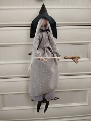 Ведьмочка Карла куколка ручной работы из текстиля высота 40см без шляпки