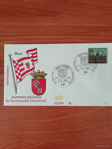 ФРГ 1965 КПД с маркой "Столицы федеральных земель. Бремен"