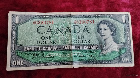 КАНАДА 1 ДОЛЛАР 1954ГОД .  ОРИГИНАЛ  Распродажа Коллекции !!! .Экспресс  Аукцион  не с рубля без МПЦ и прочего 3 ДНЯ  .Много лотов в продаже .