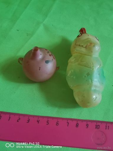 Две ёлочные игрушки чайничек и крокодил в реставрацию самая привлекательная цена трёхдневный аукцион