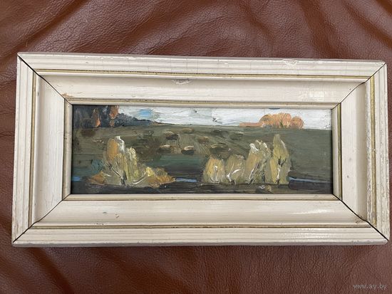 Щемелёв Л.Д. 1989 г. Картон, масло. Размер с рамой 37х20см.