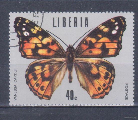 [2355] Либерия 1974. Фауна.Бабочка.40 с. Концовка серии.Гашеная марка.