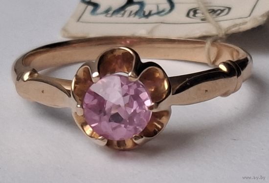 Золотое кольцо Цветок. Тюльпан. Проба 583 СССР, 1976 г. Новое!