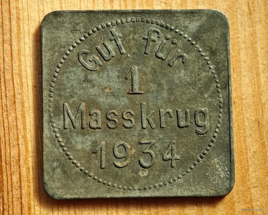 1934 год кружка ПИВА  жетон Германия