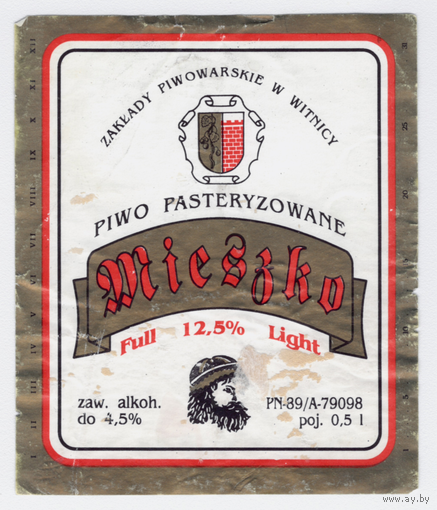 Этикетка пива Mieszko Польша б/у М458