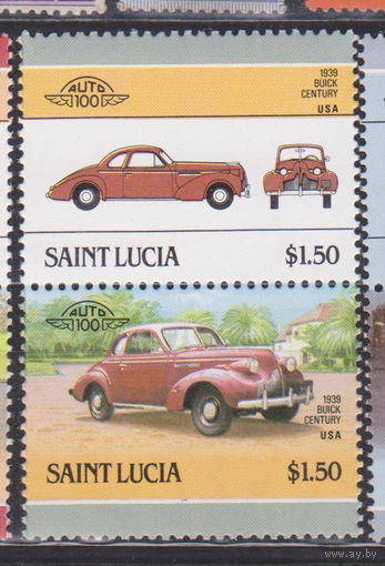 Сент-Люсия 1986 год Автомобили машины ретро авто  Лот 6 ЧИСТАЯ сцепка
