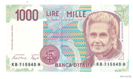 Италия 1000 лир 1990 года. Тип Р 114а. Состояние UNC!