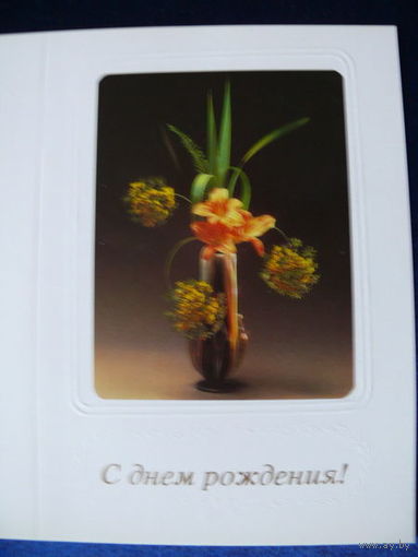 Фото Е. Герасимова, Композиция Г. Новиковой, Художники С. Алексеев, В. Танасевич, С днем рождения! 1992, двойная, чистая.