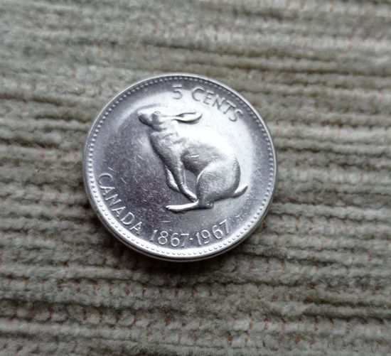 Werty71 Канада 5 центов 1967 100 лет Конфедерации Канада Королева Елизавета 2 Заяц