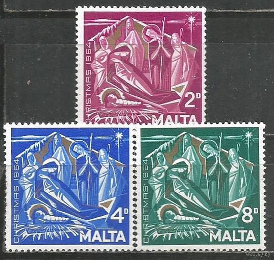 Мальта. Рождество. 1964г. Mi#298-300. Серия.