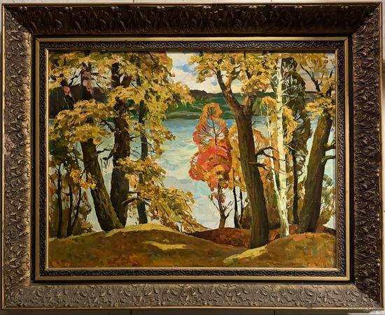 Гугель А.С. Каталожная работа ""Осенние кружева", картон, масло. Размер с родной рамой 77,5х63 см.