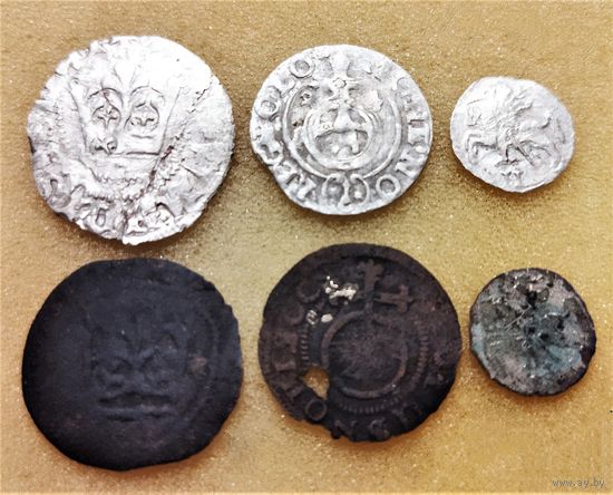 ПОЛУГРОШ КАЗИМИРА IV ЯГЕЛЛОНЧИКА (1446-1492), ПОЛТОРАК 1624 СИГИЗМУНДА III, ДВУДЕНАРИЙ 1570 ЖИГИМОНТ АВГУСТ + ИХ ФАЛЬШАКИ ТОГО ВРЕМЕНИ