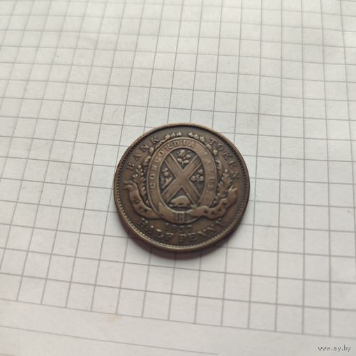 1/2 пенни (токена) 1837 года  Нижняя Канада.(провинция Квебек).