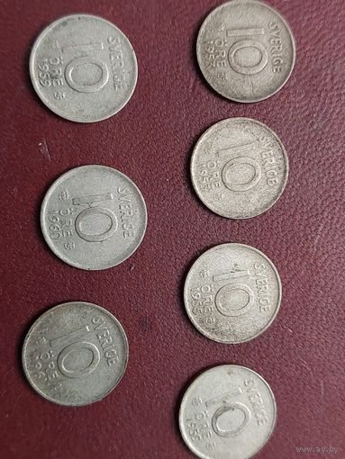 Монета 10 эре Швеция 1953