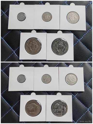 Распродажа !!! Сейшелы 5 монет (1, 25, 50 центов, 1, 5 рупий) 1977 г. UNC