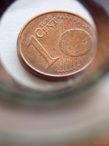 1 евроцент Кипр 2008 Брак наплыв или выкрошка на номинале