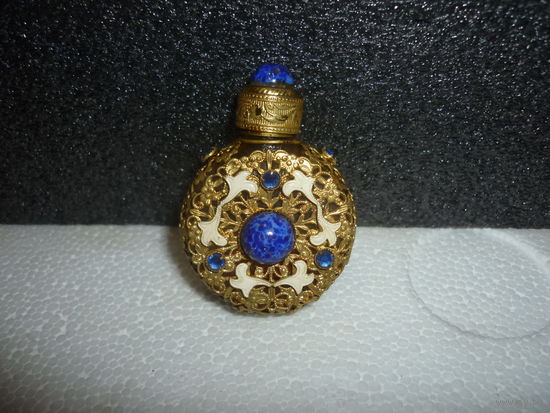 Антикварный Флакон 20-30-ые гг. Пекинское Стекло Эмали Старая Чехия Оригинал С Духами