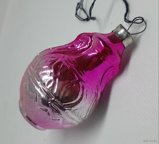 Игрушка ёлочная розовая Амфора, стекло. СССР
