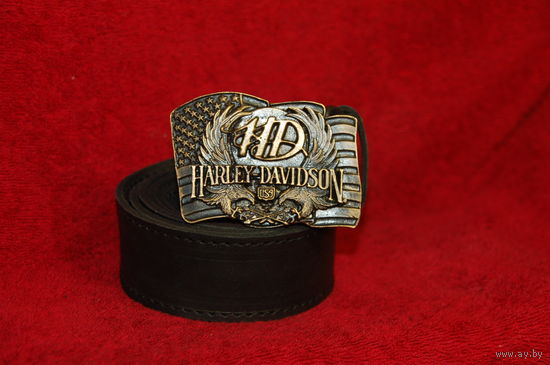 Ремень с пряжкой "HARLEY DAVIDSON", американский флаг с орлами, подарок байкеру