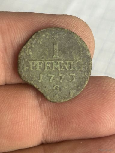1 пфеннинг 1773 года. Саксония.