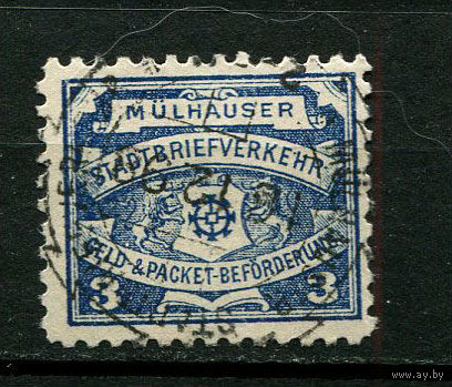 Германия - Мюльхаузен - Местные марки - 1898 - Герб 3Pf - [Mi.11] - 1 марка. Гашеная.  (Лот 94Ci)