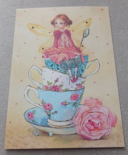 Посткроссинг. Открытка из РФ: "Чайная фея", худ.Евгения Чистотина  (10х15). Подписана, художественная марка..
