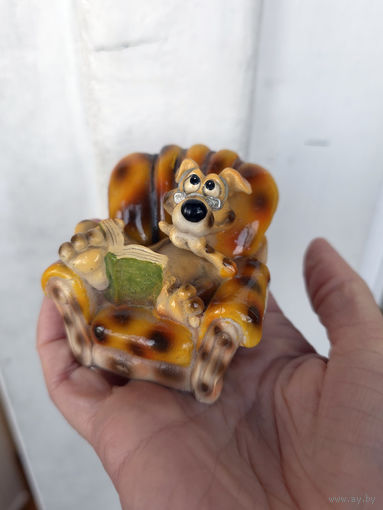 Лот С 1 РУБЛЯ! много лотов! Сувенирная фигурка Собачка в кресле