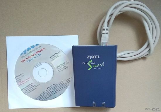 Модем - ZyXEL Omni 56K Smart + диск. Made in Taiwan.