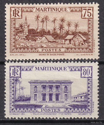 7.FrK. Франция. Колонии. Мартиника. Местные мотивы. 1933/38 гг. 75C, 80C. Mi.##141-142.