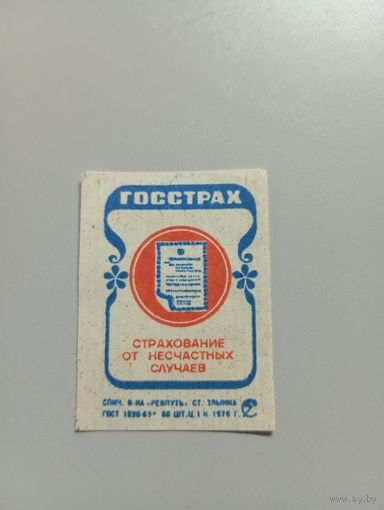 Спичечные этикетки ф.Ревпуть. Госстрах. 1976 год