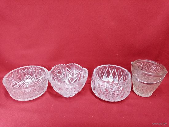 С рубля без мц. вазы хрустальные СССР, высота от 7 до 14см. диам 11-14см.
