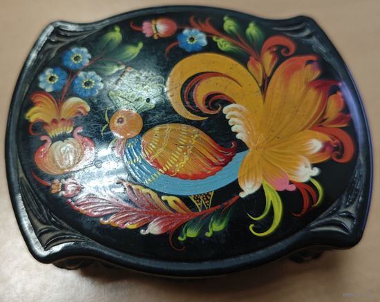 Шкатулка СССР Жостовская роспись на пластмассе