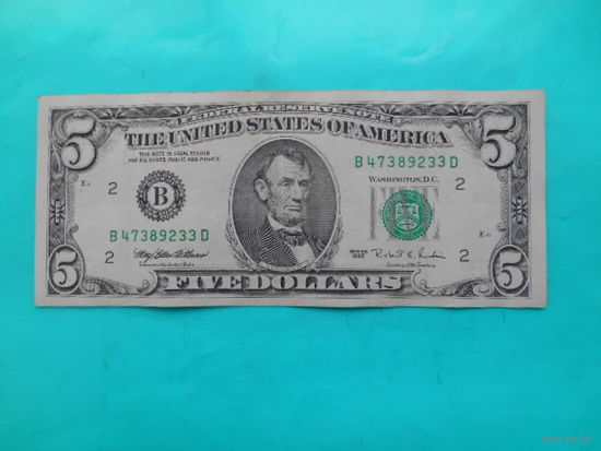 США. 5 долларов 1995 г "В"