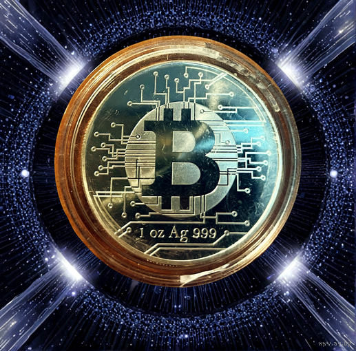 Чад 5000 франков  2022 года. Bitcoin. Серебро 999!