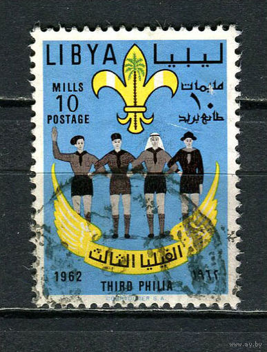 Королевство Ливия - 1962 - Скауты 10М - (есть тоноке место) - [Mi.123] - 1 марка. Гашеная.  (Лот 14HX)-TG3P35