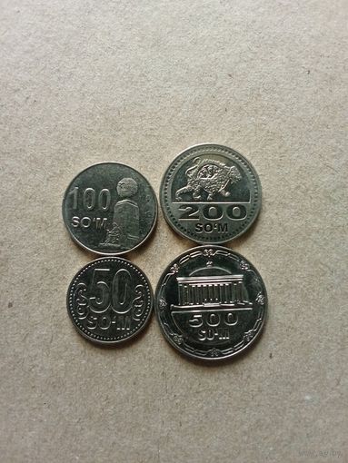 Узбекистан 50,100,200,500 сом 2018 г. (*). Сохран!!!