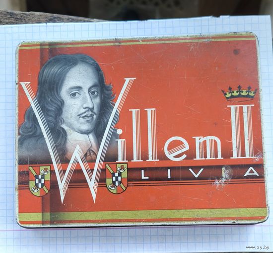 Антикварная жестяная коробка сигар" Willem II ", Голандия, 1950-1960-е гг.