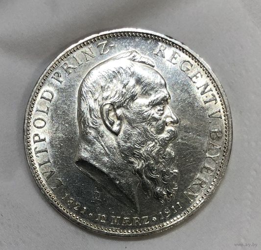 5 марок 1911 Луитпольд Баварский штемпельный блеск