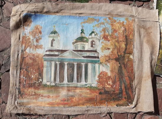 Холст , картина Собор.пейзаж.в работу.