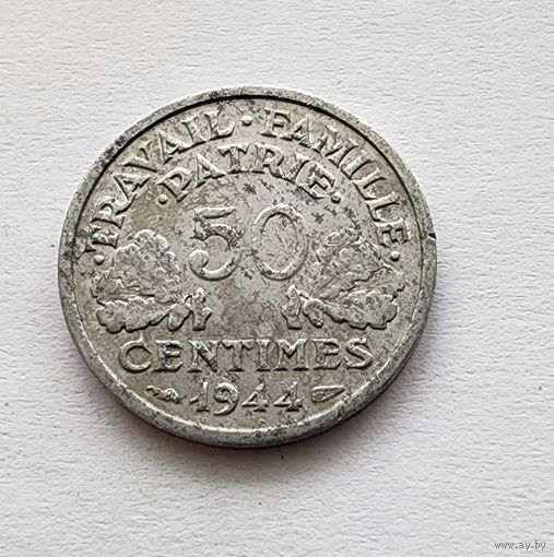 Франция 50 сантимов, 1944  Отметка монетного двора: "C" - Кастельсарразен