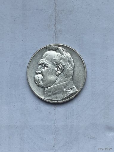 5 злотых. Пилсудский. 1936г. Серебро.