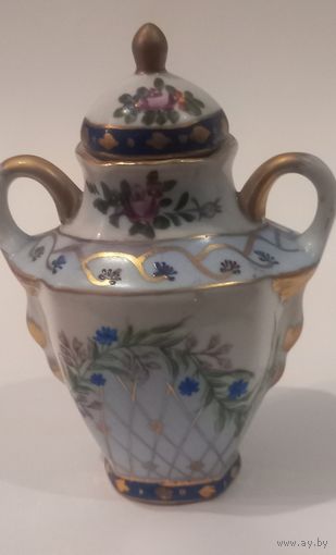 Ваза с крышкой старинная ручная роспись