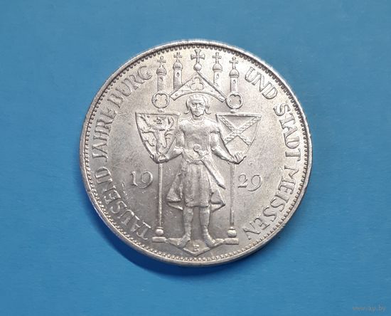 Германия. 3 рейхсмарки. 1929 год. Веймар. Мейсен. Серебро