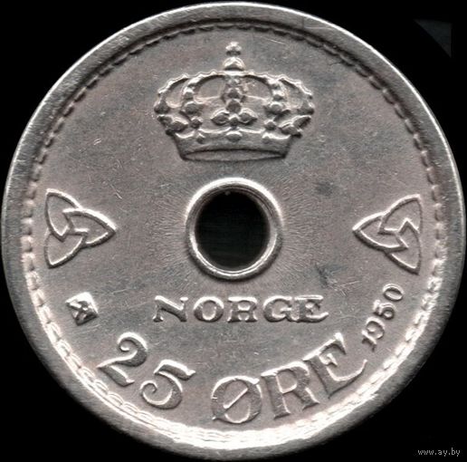 Норвегия 25 эре 1950 г. КМ#384 (21-4)
