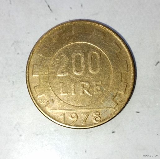 200 лир 1978 года Италия. Итальянская Республика. Красивая родная патина!